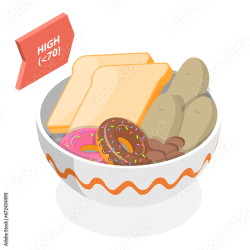 3D Isometric Flat  Illustration of Glycemic Index. Item 3 photo