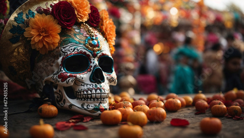 Teschio decorato per la festa messicana del 
