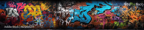 Colorful graffiti wall art with intricate designs