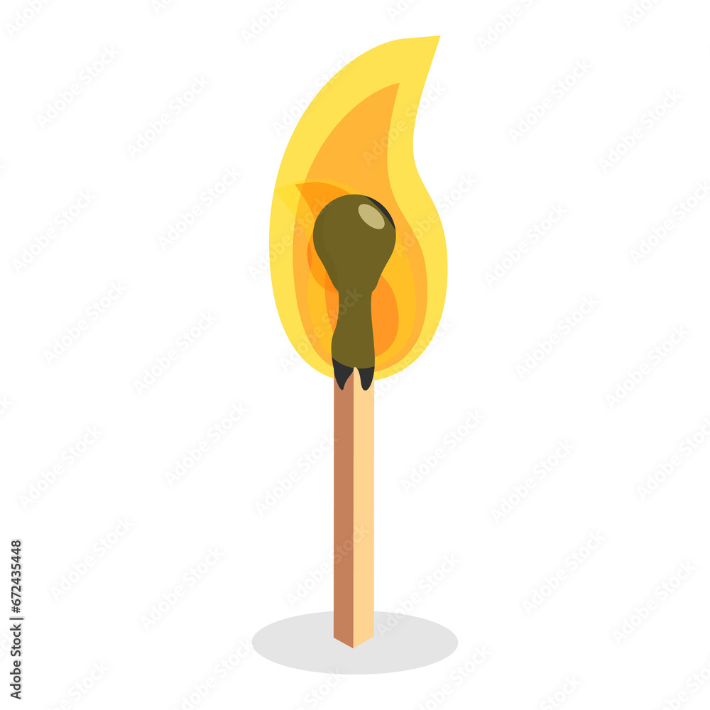 3D Isometric Flat Set of Burning Matchs. Item 4 3D Isometric Flat Set of Burning Matchs. Item 4