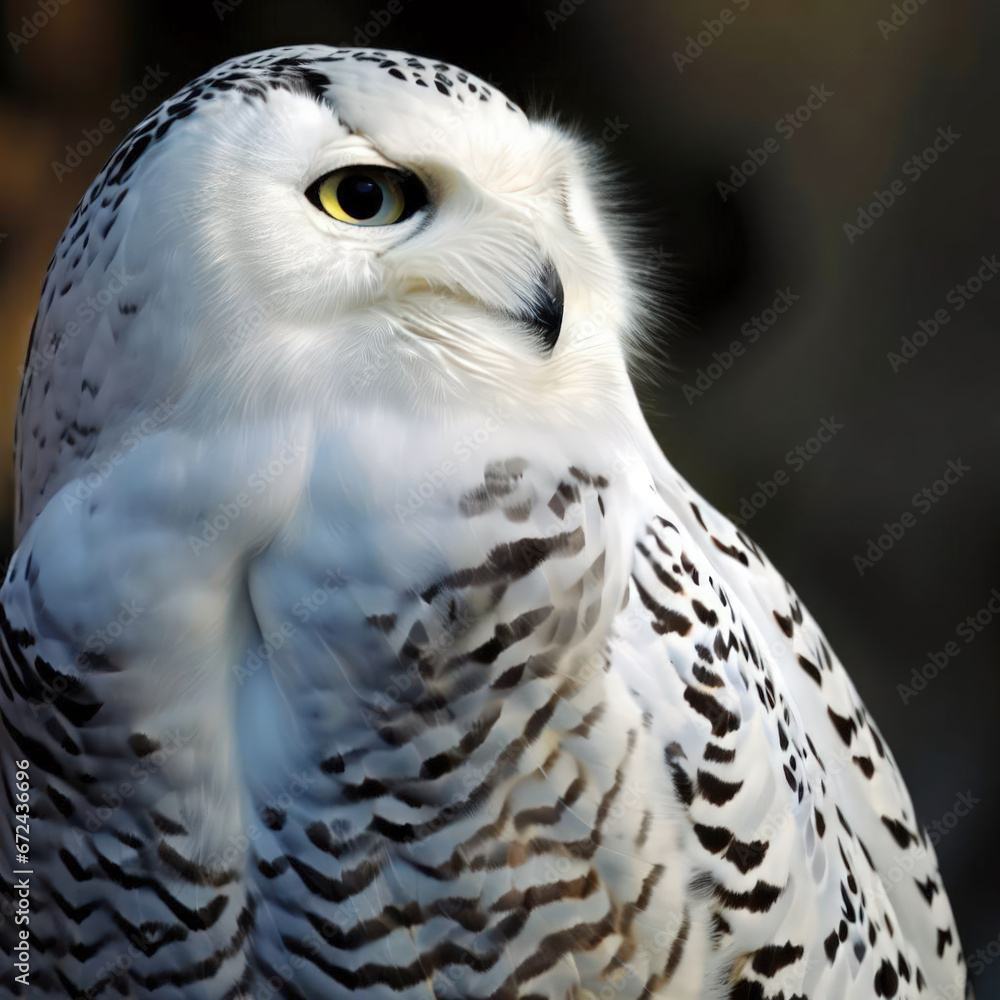 Obraz premium Snowy Owl (Bubo scandiacus) is a white bird of prey found in Arctic regions.