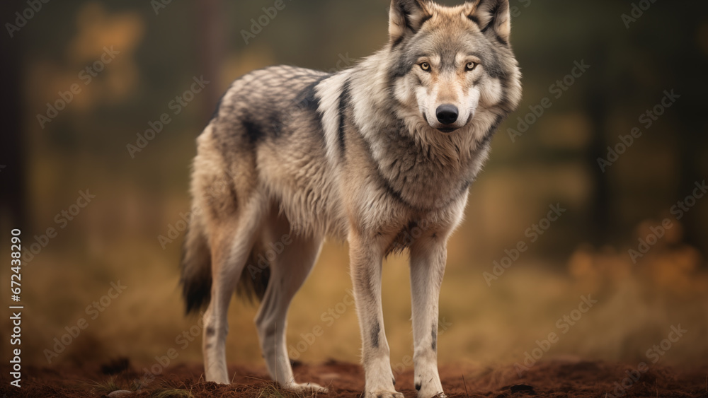 Naklejka premium Photographer photo of a gray wolf in the wild