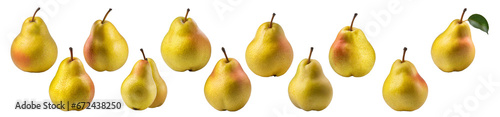 Collection of pears isolated on transparent background
