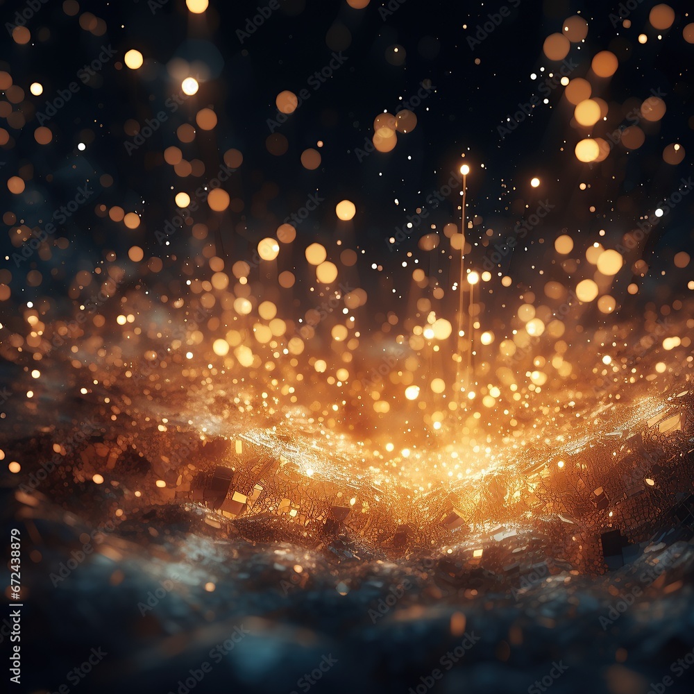 abstract gold sparkles and particles wallpaper background AI generated