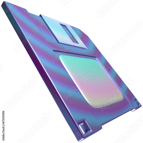 3d holographic floppy diskette, retro technology, 90s,  2000s 