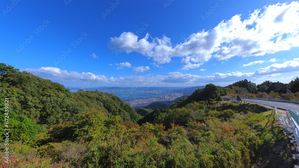 大津市夢見が丘展望台からの眺め(超広角)1 大津市夢見が丘展望台からの眺め(超広角)1