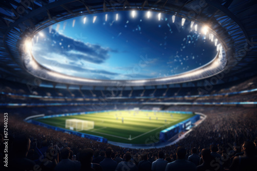 A modern sports stadium filled with cheering fans and advanced facilities, highlighting the Concept of sports infrastructure. Generative Ai.