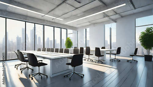 White open space office and board room interior