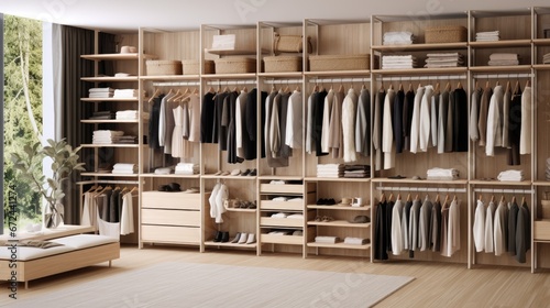 Modular closet system made up of standardized units to mix and match to create the perfect customizable closet design photo