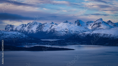 Winter view from mountain top in Tromso.