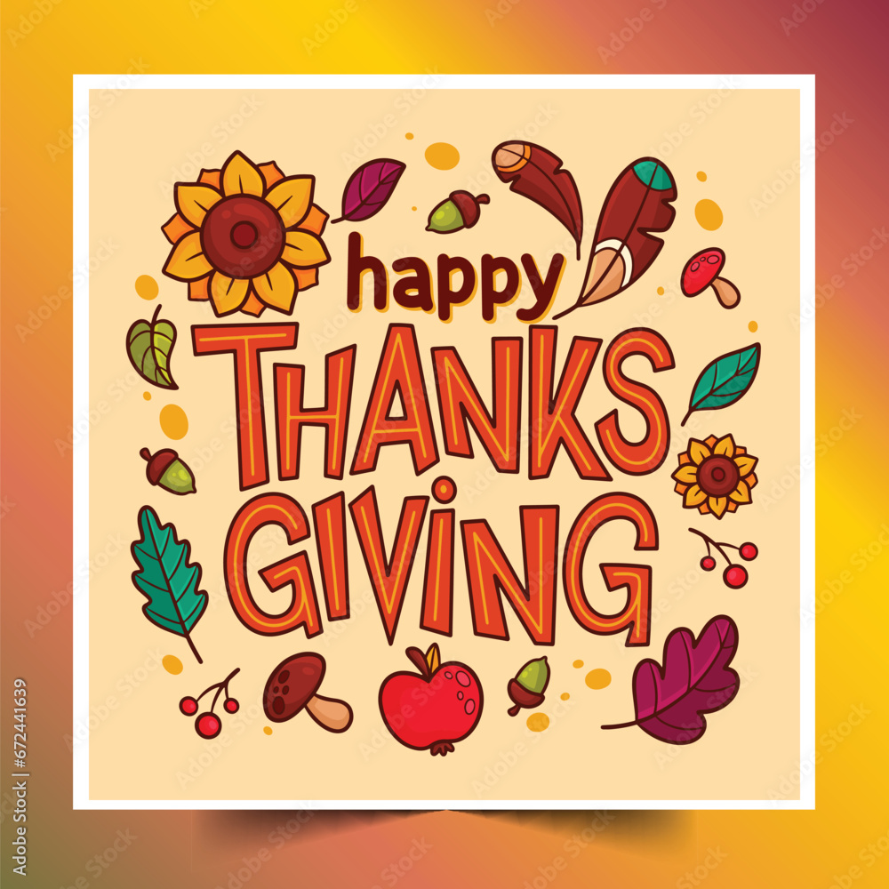 hand drawn thanksgiving text design vector illustration