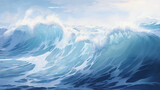 A painting of a large wave