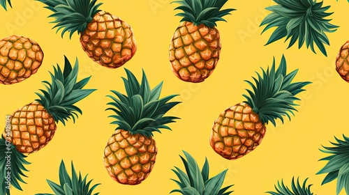  seamless pattern with cute cartoon pineapples,a simple design for baby room decor and nursery decoration.cartoon fruits illustration for nursery decor. 
