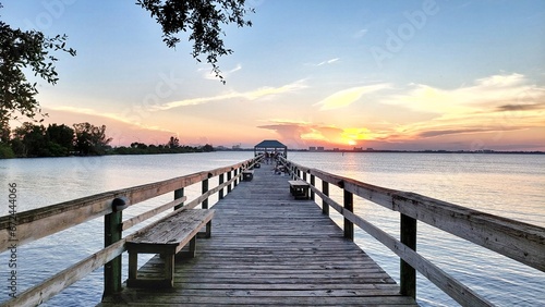 Pier on a calm water  photo