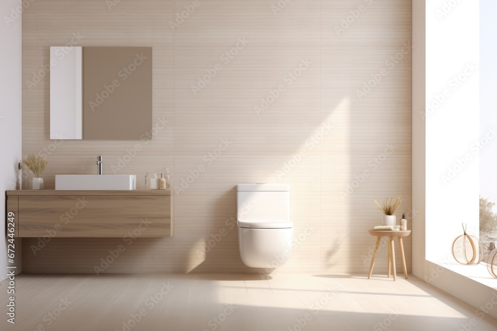 Fototapeta premium Ceramic white toilet bowl in the modern stylish bathroom interior. Home design ideas