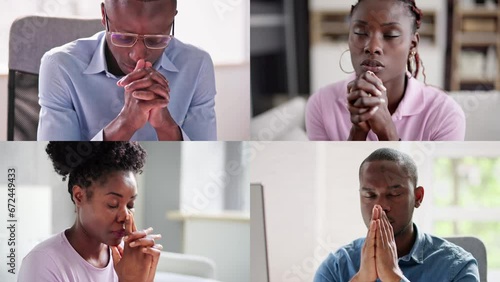 African American Praying Men And Women
