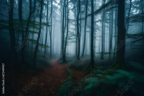 fog in the forest generated by AI technology	