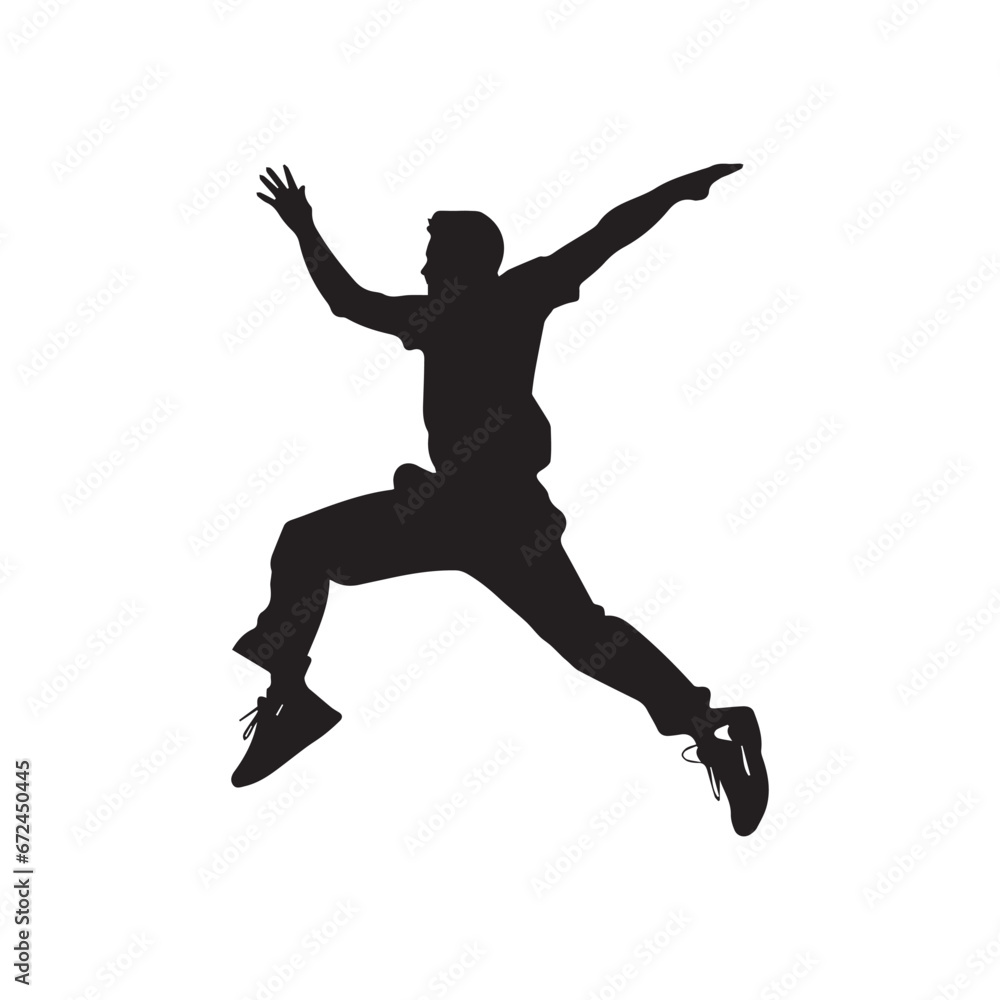 Man in a dynamic and energetic jumping pose