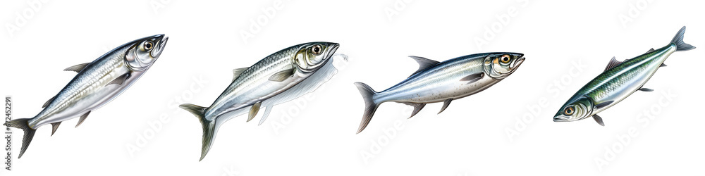 Anchovy fish Hyperrealistic Highly Detailed Isolated On Transparent Background Png File