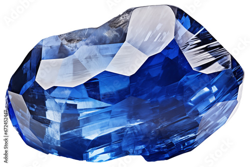 Blue sapphire PNG crystal precious rock isolated on transparent and white background - natural treasure rock - gem mineral advertising concept