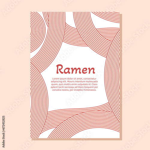 Ramen noodle red texture poster template. Japanese, Chinese wavy background.