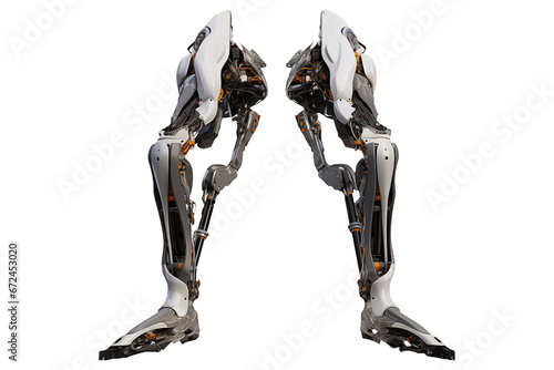 Realistic Exoskeleton robot legs PNG isolated on white and transparent background - sci-fi technology concept photo