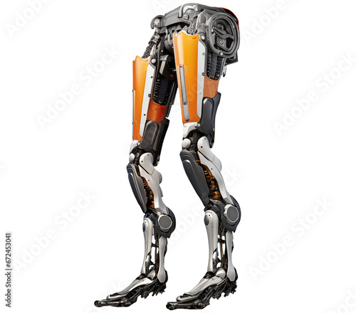 Realistic Exoskeleton robot legs PNG isolated on white and transparent background - sci-fi technology concept