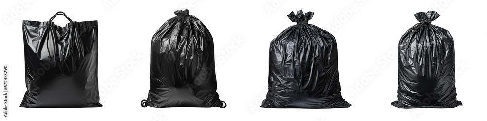 Black garbage bag Hyperrealistic Highly Detailed Isolated On Transparent Background Png File