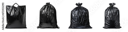 Black garbage bag Hyperrealistic Highly Detailed Isolated On Transparent Background Png File
