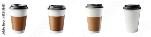Blank take away coffee cup Hyperrealistic Highly Detailed Isolated On Transparent Background Png File