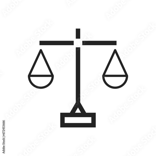 Justice Law Scale Icon, Judgment And Punishment Symbol, Justice And Judicial Sign, Mechanical Old Scales Balance Line Icon, Law Firm Equal Rights Rules Vector Illustration