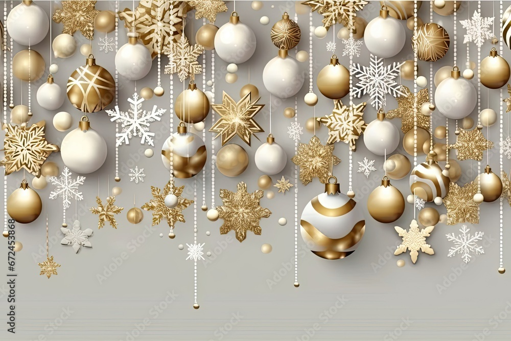 Fototapeta premium Golden Christmas pattern