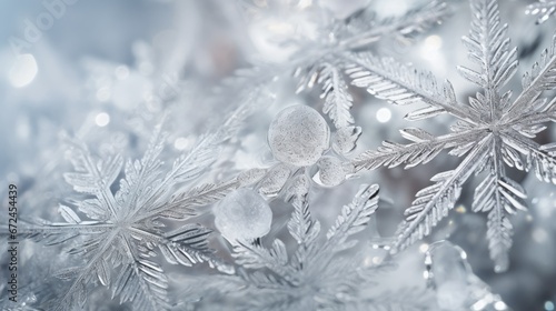 Snowflakes Close-up frost patterns beautiful background. Hello Winter  Merry Christmas  Happy New Year concept. Hoarfrost Ice crystals wallpaper. Frosty transparent snowflake texture..