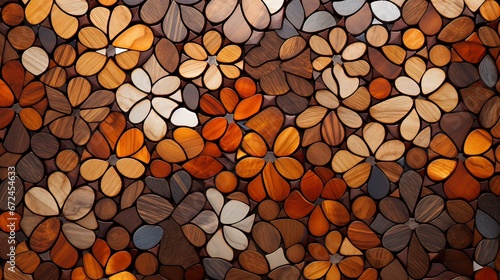 Wooden mosaic in oriental style. Generation AI