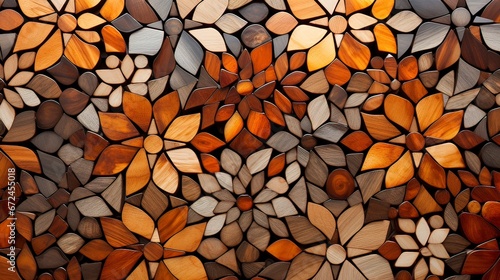 Wooden mosaic in oriental style. Generation AI © MiaStendal
