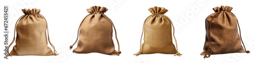 Burlap sack Hyperrealistic Highly Detailed Isolated On Transparent Background Png File photo