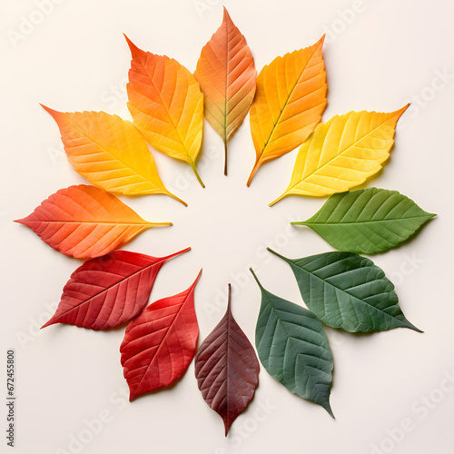 Creative layout of colorful autumn leaves