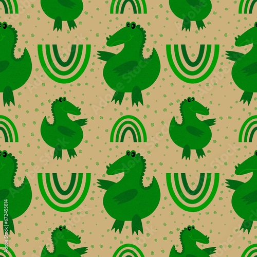 Cartoon summer animals seamless crocodile pattern for fabrics and wrapping paper and kids clothes print