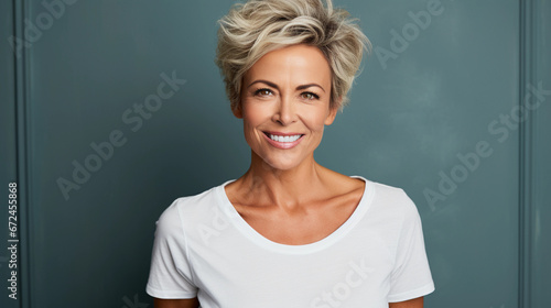 Portrait of a good looking smiling middle-age woman