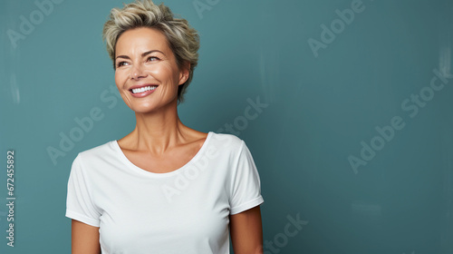 Portrait of a good looking smiling middle-age woman