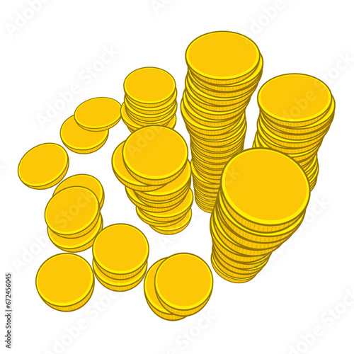 pila de monedas de oro, monedas de oro apiladas