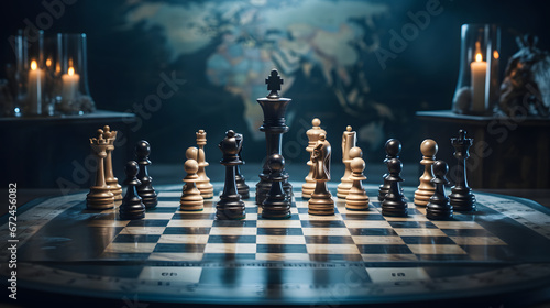chess figures on the chessboard photo