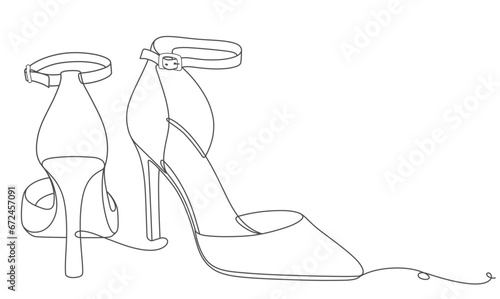 line art vector of high heels. continuous line drawing simple woman fashion illustration