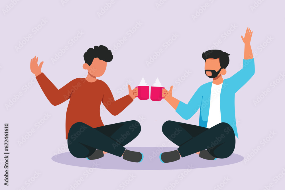 Obraz premium Happy people clinking glasses and drinking at celebratory party. Friends concept. Colored flat vector illustration isolated.