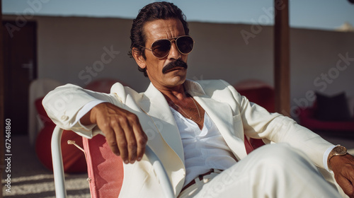 Drug cartel boss chilling on his villa