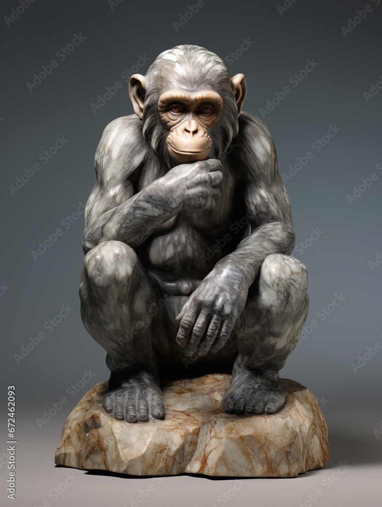 A Marble Statue of a Chimpanzee