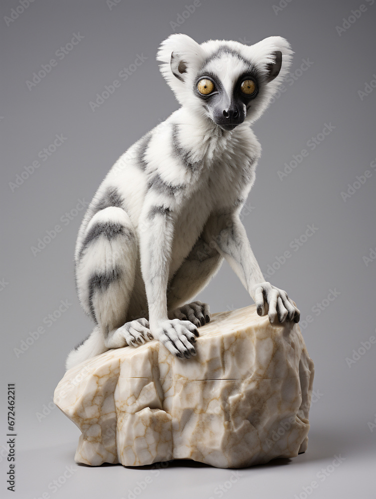 A Marble Statue of a Lemur