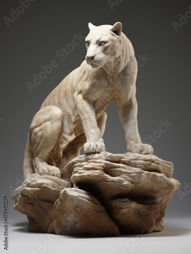A Marble Statue of a Mountain Lion