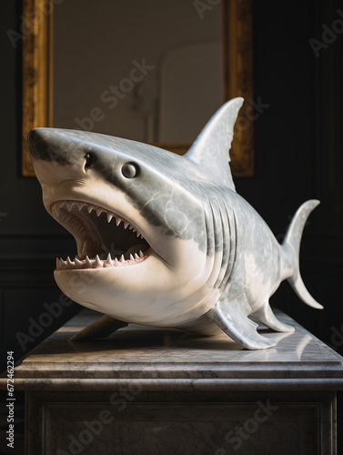 A Marble Statue of a Shark