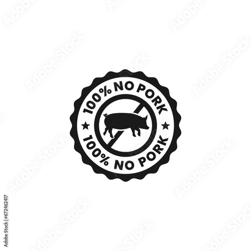 No Pork Label or No Pork Stamp Vector Isolated. No pork stamp for product packaging, print design, and more about no pork or pig.